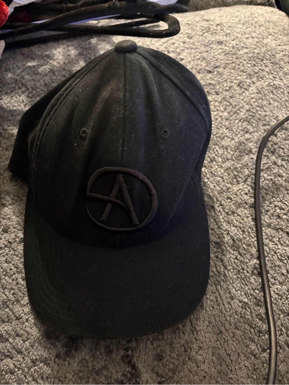 Black Baseball Cap with Embroidered Circle A Logo